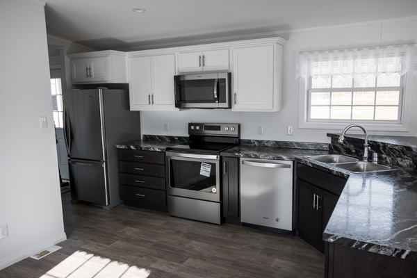 Kitchen with stainless steel appliances